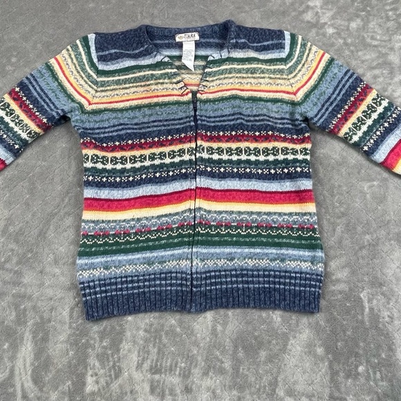 VTG Y2K Women’s Small Tiara Multicolor Striped Zip Cardigan Ramie Cotton - Picture 2 of 11